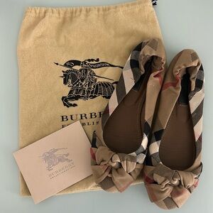 Burberry Nova Check Knotted Ballet Flats, 38